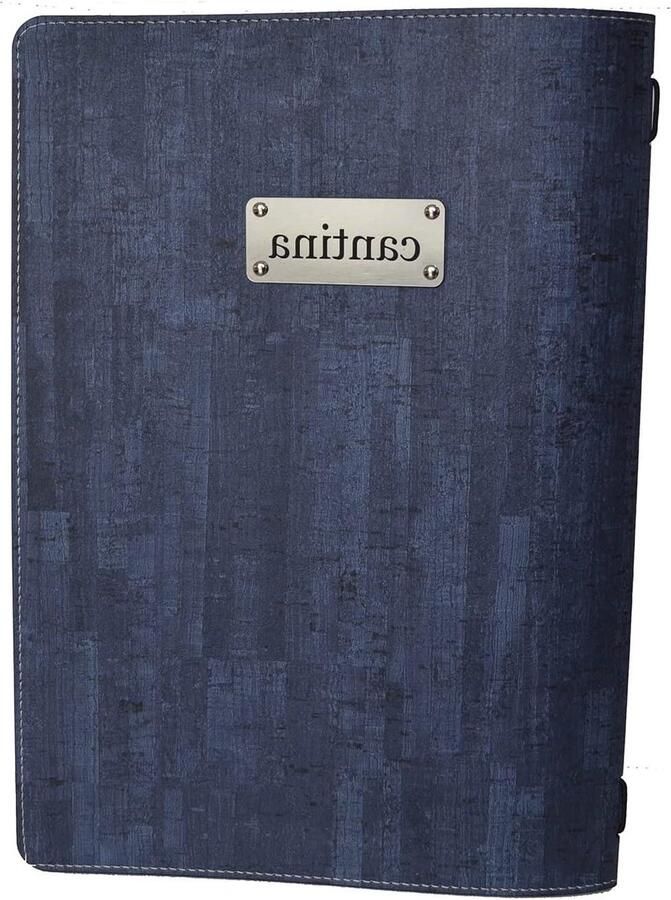 Menu A4 Menukaarthouder Horeca Presentatie Gepersonaliseerde Gravure 16 Stuks Blauw Kurk