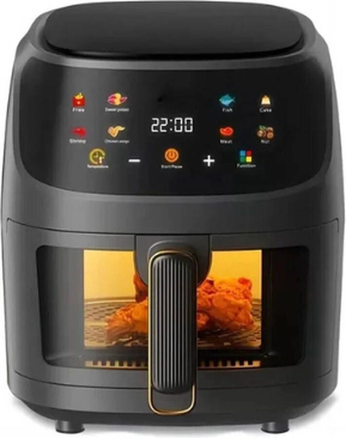 Mercadome Airfryer Heteluchtfriteuse Friteuse zonder olie Duidelijk kookoverzicht 8 kookprogramma's 6 liter Zwart