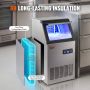 Dakta Commerciële ijsblokjesmachine ijsmachine 45 kg 24 uur lichte ijsblokjesmachine 12 5 kg ijsopslagcapaciteit 45 stuks ijsblokjes roestvrijstalen ijsblokjesmachine inclusief waterfilter en ijsschep - Thumbnail 2
