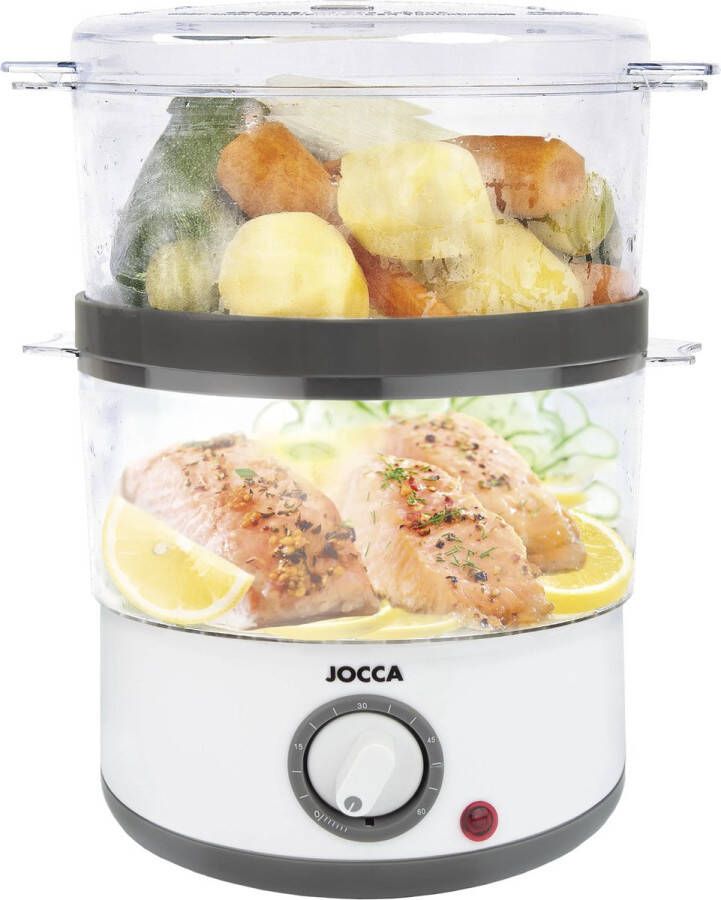 Mercadome Stoomkoker Stoompan Stoomkokers Steamer 2 lagen Dubbele capaciteit Incl. Timer 400W Gebruiksvriendelijk Wit