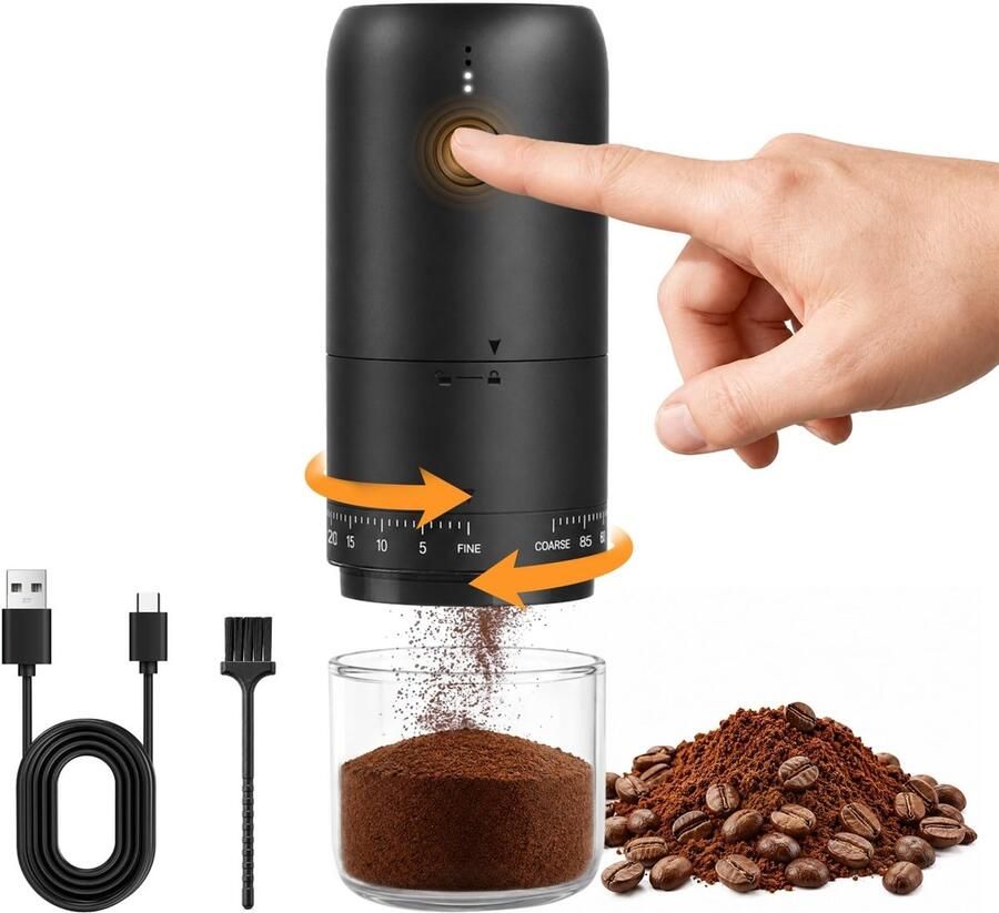 MERTTURM Draagbare Elektrische Koffiemolen Keramische Kegelmaalsteen Zwart ShopVlot