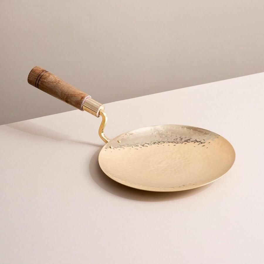 Messing Roti Tawa Pitaal Tawa Bakplaat Indiase Flatbreads Maken Gelijkmatige Warmteverdeling 26 cm Diameter Goud