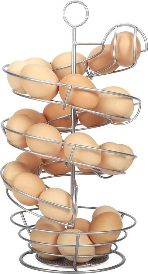 Metaal Spiraal Eierrek met Mandje voor Opbergen op het Keukenaanrecht