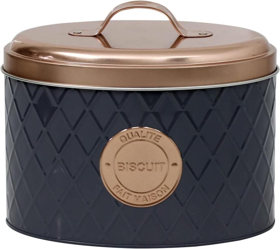 Metalen Brood Opslag Broodtrommel Keuken Brood Vers Houden Luchtdichte Sluiting 34x18x21cm Grijs Koper