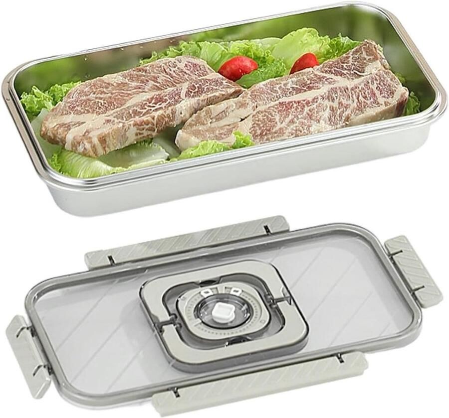 Metalen Broodtrommel Brood Opbergdoos Voedsel Bewaren Luchtdichte Roestvrij Staal 36 x 20.2 x 8.5 cm Zilver