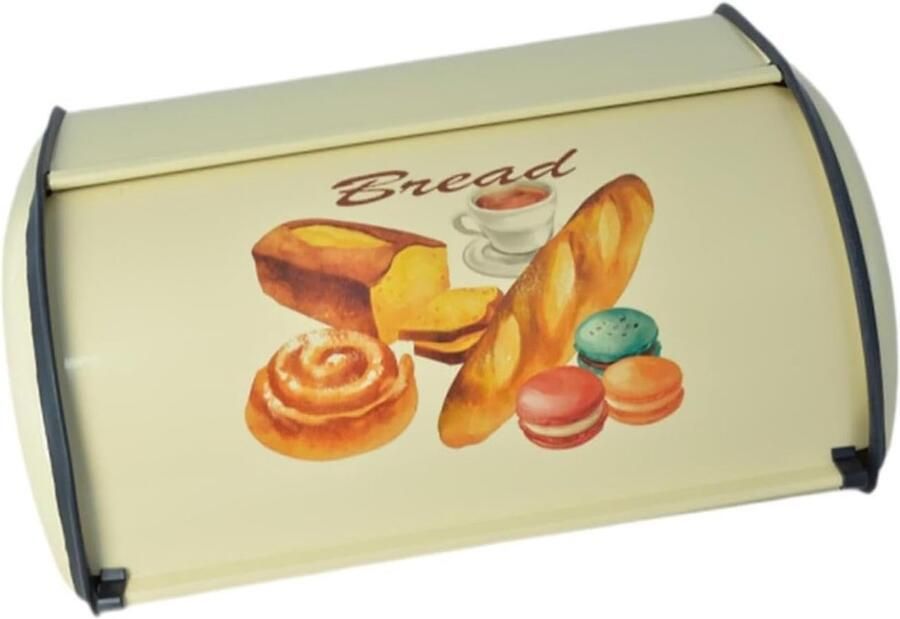Metalen Broodtrommel Brooddoos Opslag Keuken Aanrecht Roldeksel Ontwerp 34.5 cm Lengte