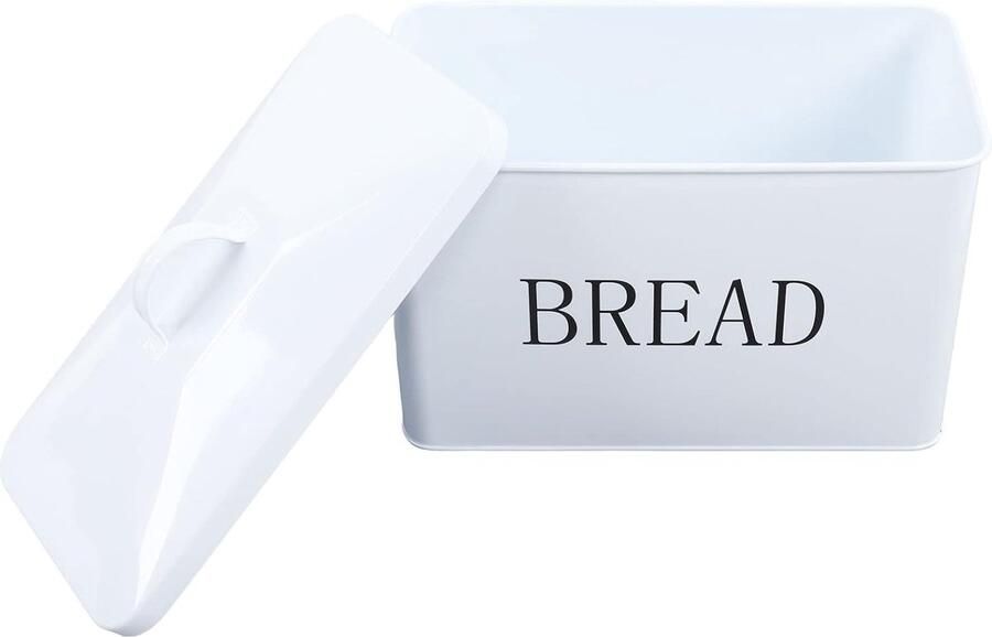 Metalen Broodtrommel Keuken Opberger Brood Bewaren Grote Capaciteit 37x25x20 cm Zwart