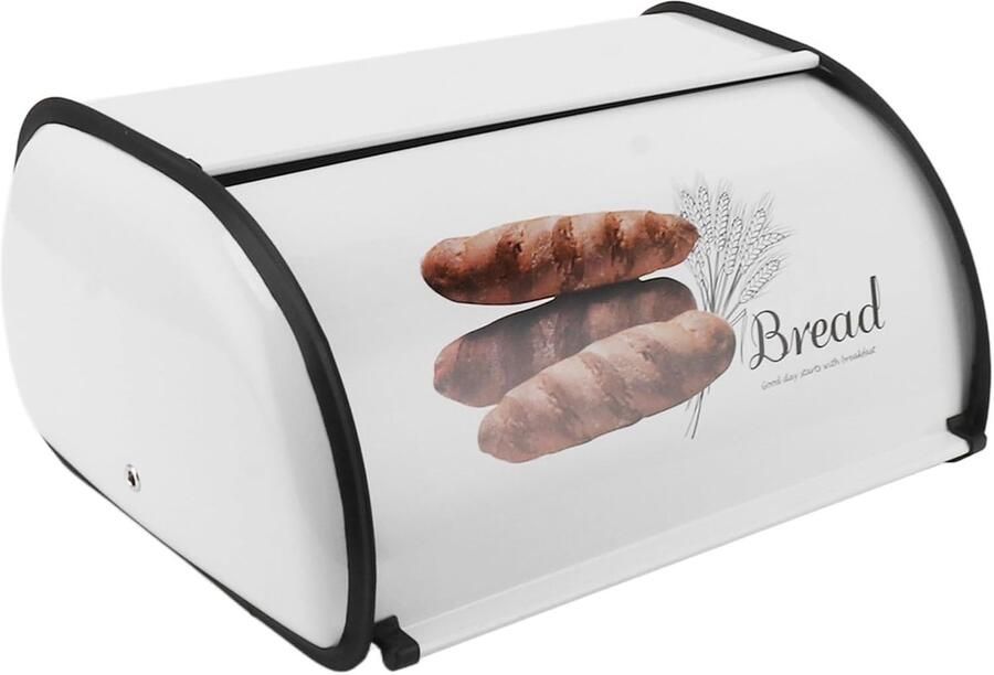 Metalen Broodtrommel Keuken Opberger Brood Vers Houden Uittrekbaar Deksel Ruim Formaat Wit