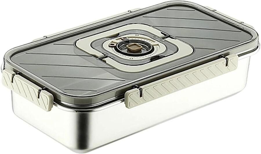 Metalen Broodtrommel Roestvrij Staal Brood Vers Houden Luchtdichte Opslag 36x20x8.5 cm Zilver