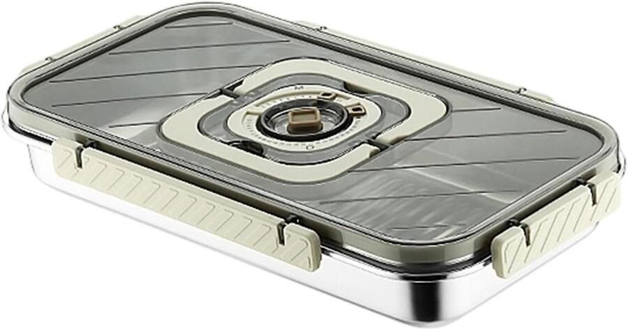 Metalen Broodtrommel Roestvrijstalen Doos Brood Vers Houden Luchtdicht Deksel 36x20x8.5 cm Zilver