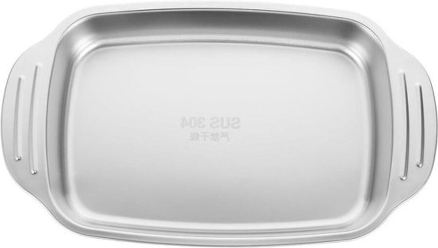 Metalen Dienblad Serveerschaal Bakplaat Vis Grillen Roestvrij Staal 33x19x5.5 cm Zilver