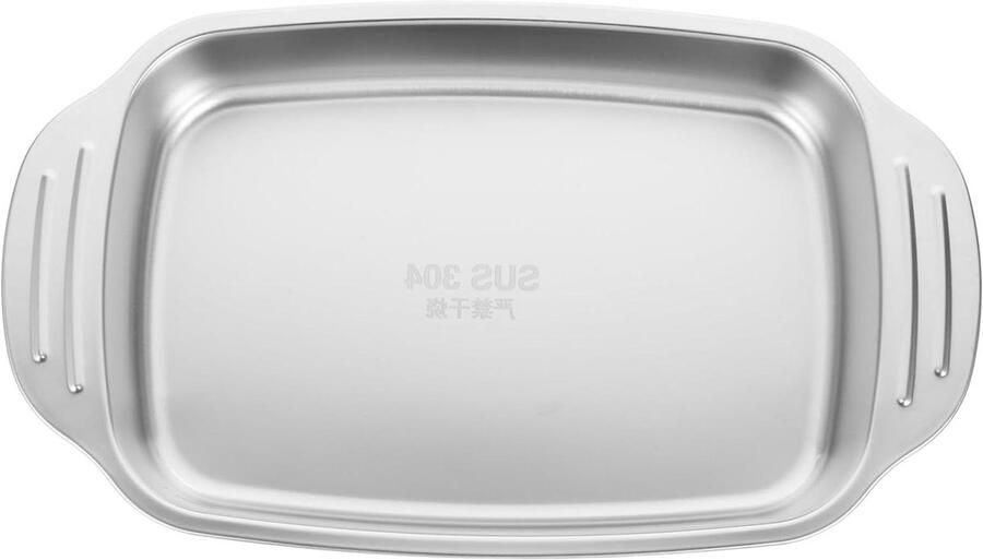 Metalen Dienblad Serveerschaal Bakplaat Vis Grillen Roestvrij Staal 33x19x5.5 cm Zilver