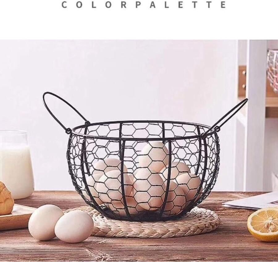 Metalen Ei Opslagmand Eierdispenser Draadmand Keuken Organisatie Landelijk Design 20x12 cm Geassorteerd
