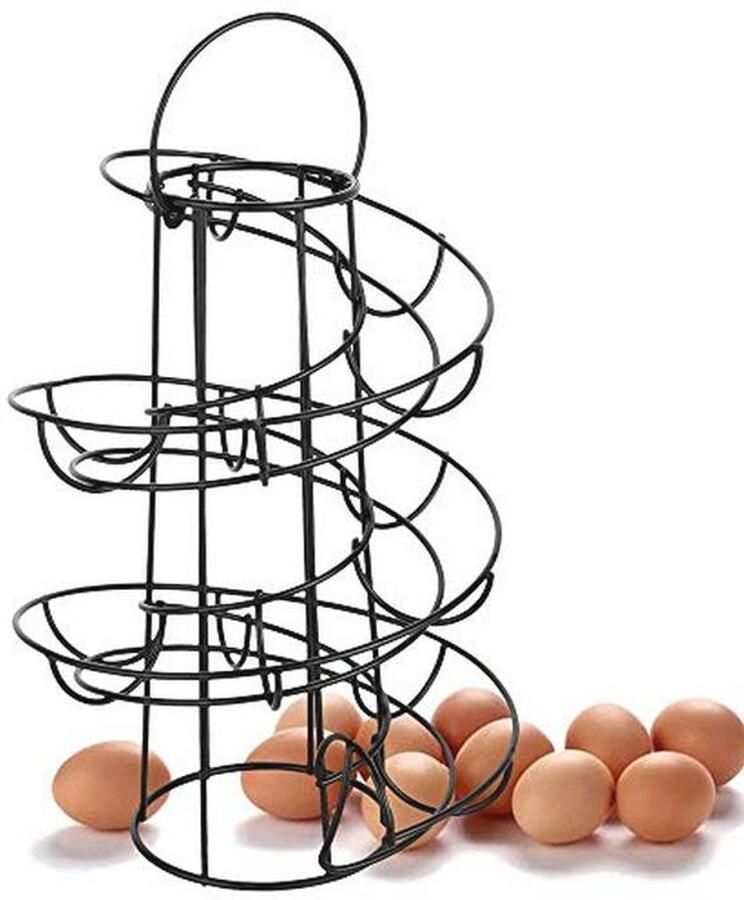 Metalen Ei Skelter Dispenser Rack voor 20 Eieren Zwart