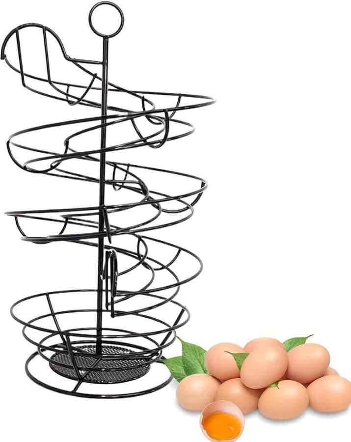 Metalen Eierhouder Eiermand Keuken Organiseren Roestbestendig Frame 36 cm Hoog Zwart
