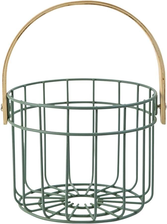 Metalen Eiermand Draadmand Houder Eieren Verzamelen Hol Draad Ontwerp 9x17.5 cm Groen