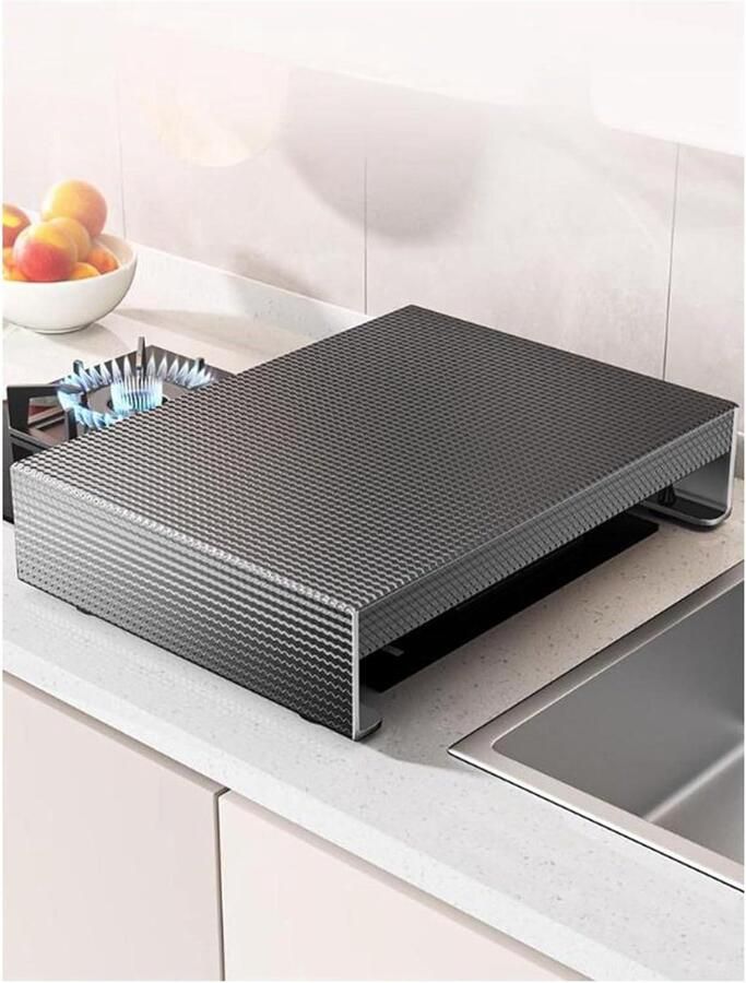 Metalen fornuis afdekplaat Kookplaat beschermer Keuken organiseren Extra aanrechtruimte 35x45x9 cm Zwart