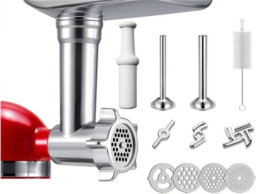 Metalen Gastronomische Pastapersbevestiging voor Kitchenaid Keukenmixer Duurzaam Metalen Pastamacheropzetstuk met 3 Verwisselbare Platen voor Verse Zelfgemaakte Pasta