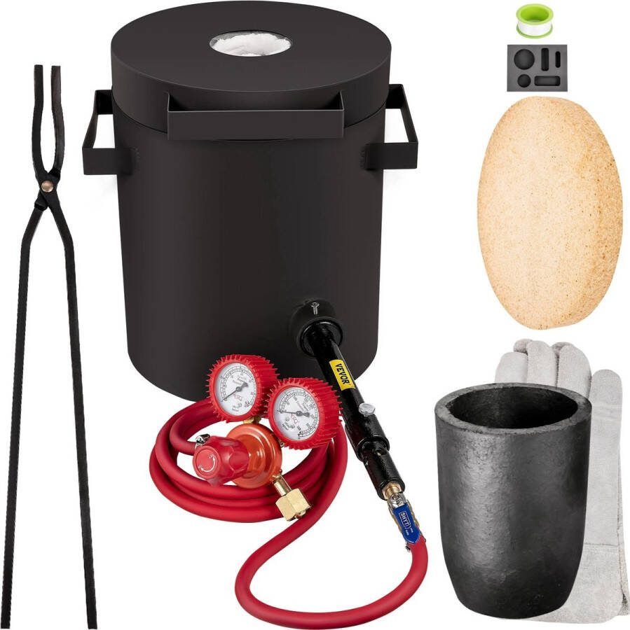 Vevor KOSMOS Propaan Smeltoven 10Kg Metalen Gieterij Oven Kit W Grafiet Smeltkroes & Tang Gieten Smelten