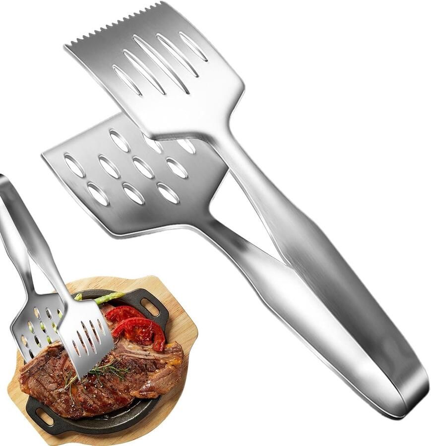 Metalen Grill Tang Keukengereedschap Koken Buiten Koken Hittebestendig Ontwerp 27 cm Zilver