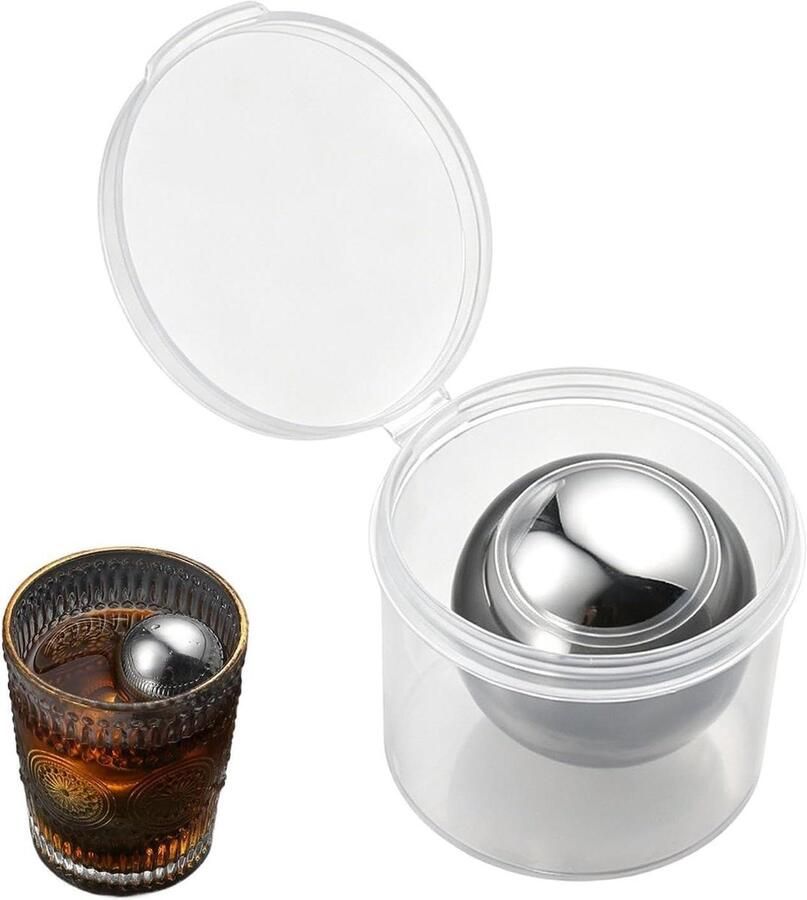 Metalen IJsklontjes Herbruikbare Opnieuw Invriesbare Koelhulpmiddel Ronde IJsballen Van Roestvrij Staal Voor Espresso Bourbon En Drankjes Thuis Feesten Bar En Picknick