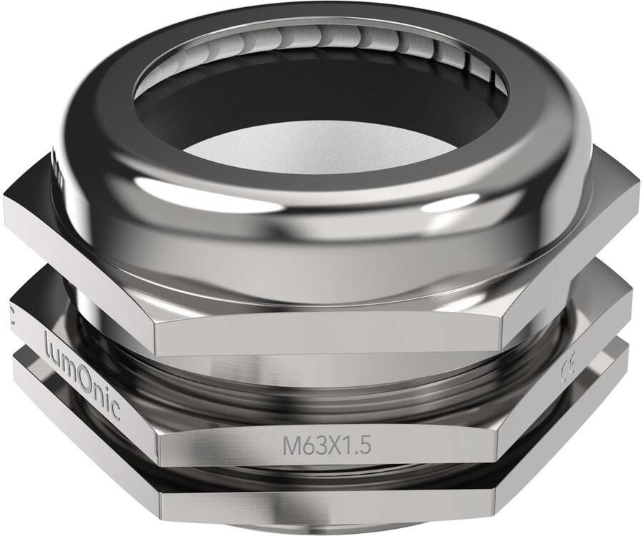 Metalen kabelwartel M63 Klembereik 37-44 mm IP68 met borgmoer Messing vernikkeld EMC -40...+100°C komt overeen met PG48