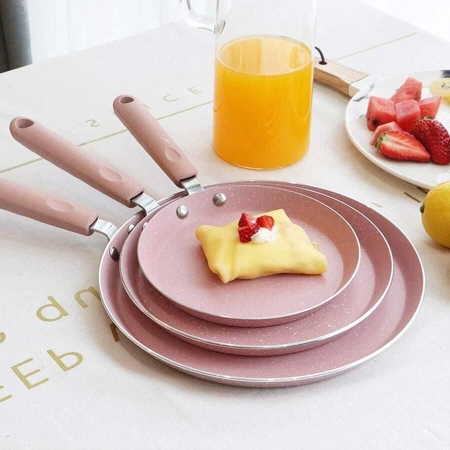 Metalen Koekenpan Omelet Pan Ei Pan Koken en Bakken Praktische Keuken Gadget 18.5 cm Roze