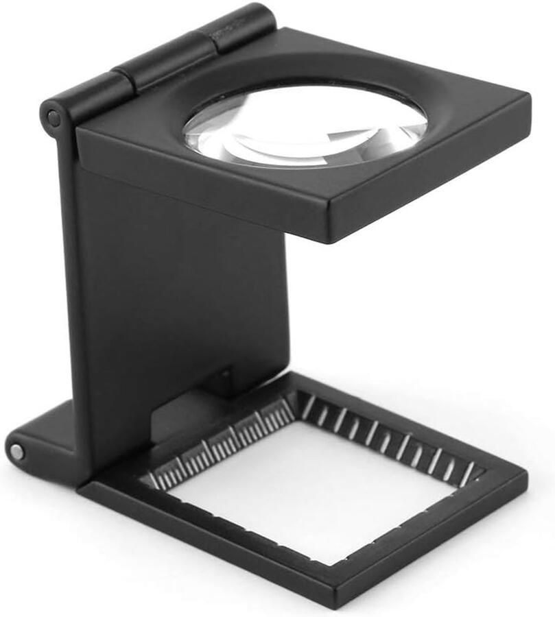 Metalen Linnentesterloep met 10x Vergroting Opvouwbare Vergrootglas met Schaal voor Solderen Naaien Lezen Textiel