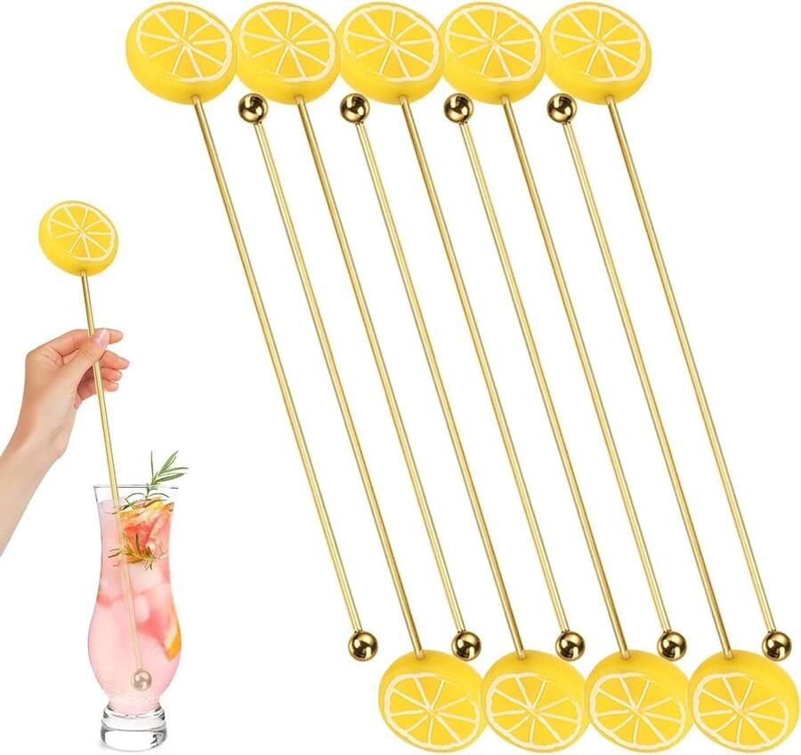 Metalen Roerstaafjes Drankmixers Cocktail Dranken Mengen Roestvrij Staal 10 stuks Goud