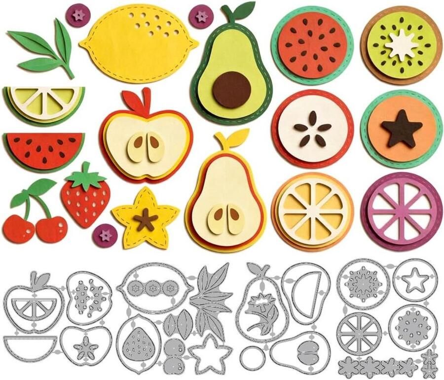 Metalen Snijmallen Fruit Stansen Papier Kaarten Maken Verschillende Fruitvormen 95x104mm tot 112x112mm Metaal