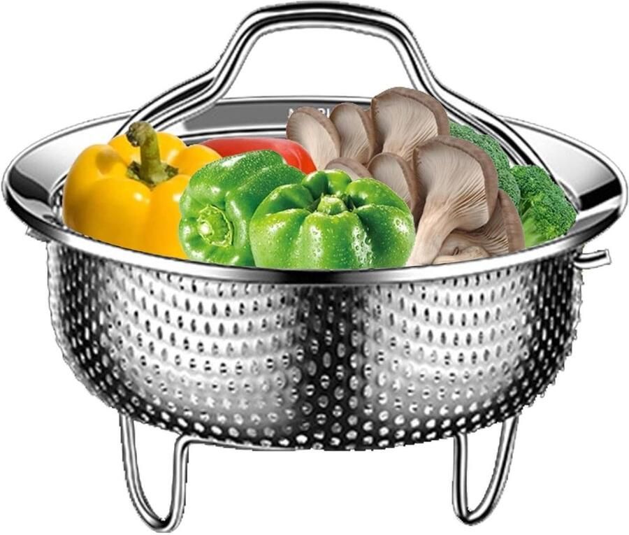 Metalen stoommand Rijstwasmachine Gezond Koken Roestvrij staal 304 15 x 15 x 8 cm Zilver