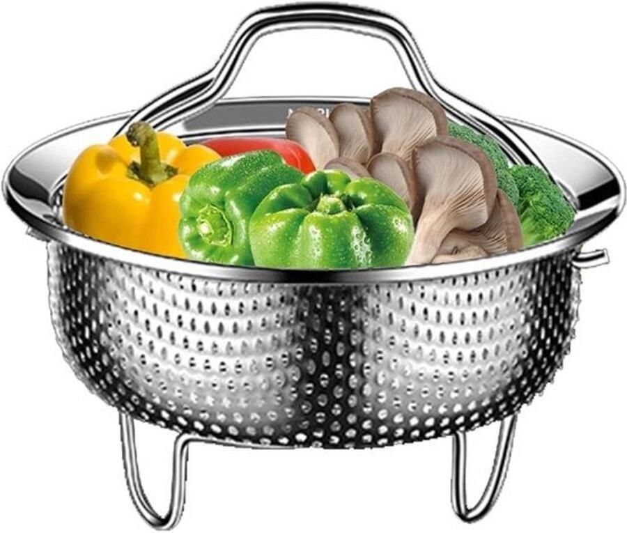 Metalen stoommand Rijstwasmachine Voor gezond koken Roestvrij staal 304 15 x 15 x 8 cm Zilver