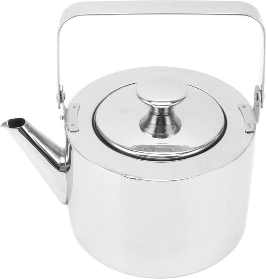 Metalen Theeketel Waterkoker Kookplaat Thee Zetten Hittebestendig Handvat 1 Liter Zilver
