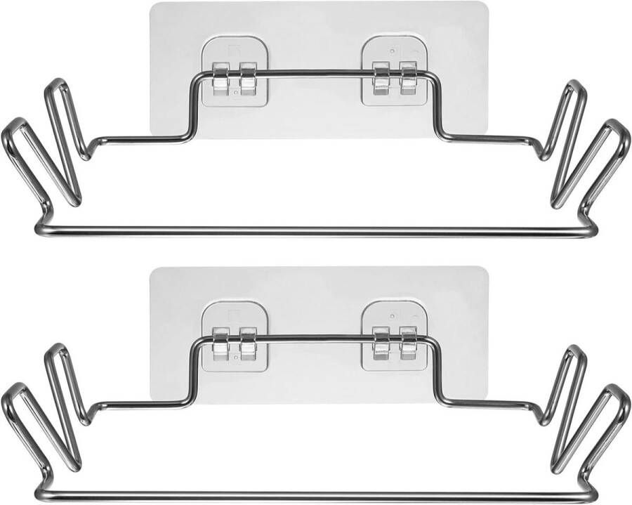 Metalen vuilniszakhouders Set van 2 Opberg Hanglijst voor keukenkast (Zilver) met Zuignap