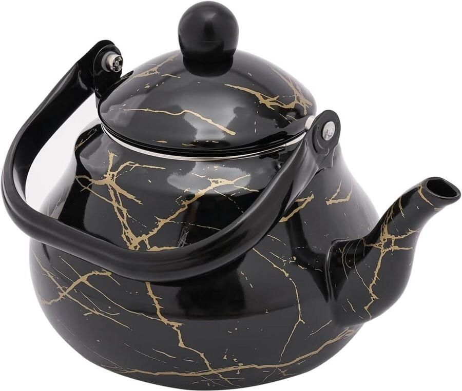 Metalen Waterketel Theepot Fornuis Water Koken Efficiënte Verwarming 2 Liter Zwart
