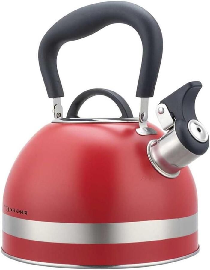 Metalen Waterkoker Fluitketel Koffie Thee Zetten Universele Warmtebron 1.8 Liter Rood