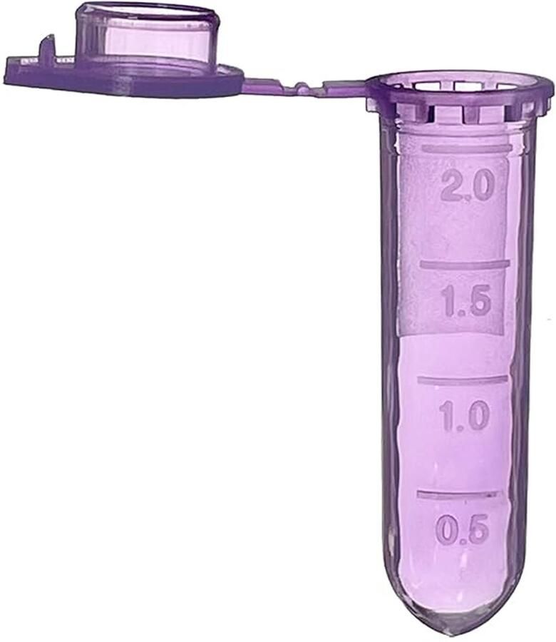 Microcentrifuge Buisjes Reageerbuizen monsterflacon Laboratorium onderzoek Afgerond bodem kliksluiting 2 ml 500 stuks Paars