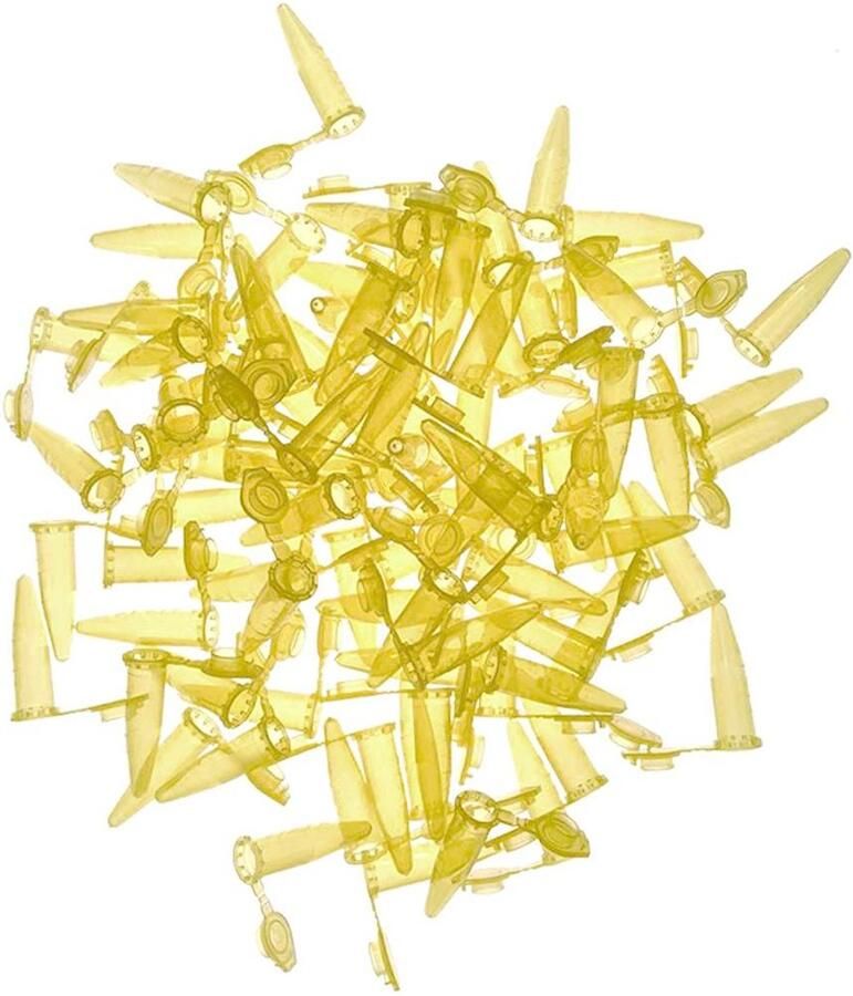 Microcentrifuge Buizen Testbuisjes Conisch Laboratorium Monsternames Snap Cap Afdichting 1.5ML 500 stuks Geel