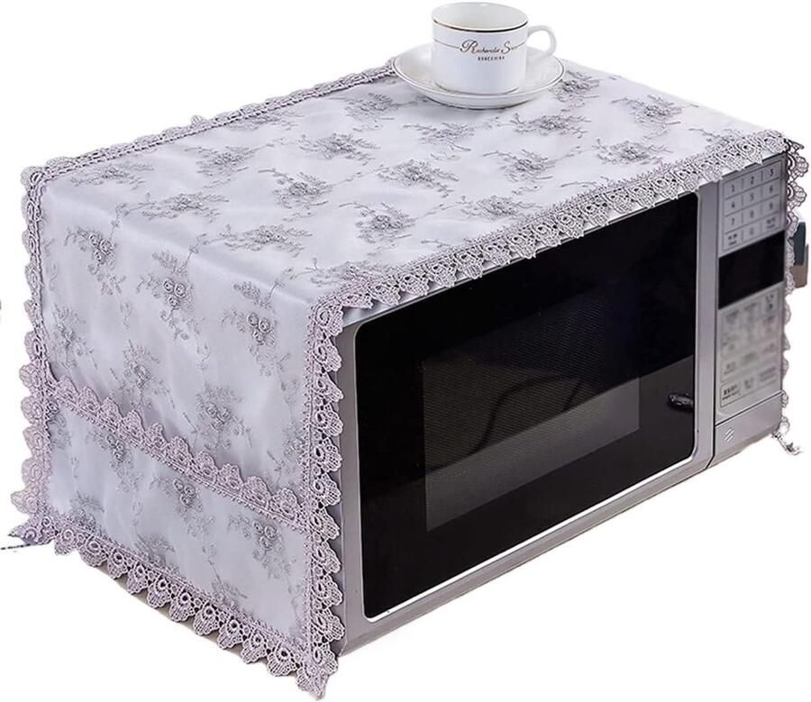 Microgolfoven Deksel Keuken Decoratie Bescherming Aanrecht Luxe Geborduurd 32x100cm Grijs - Foto 1