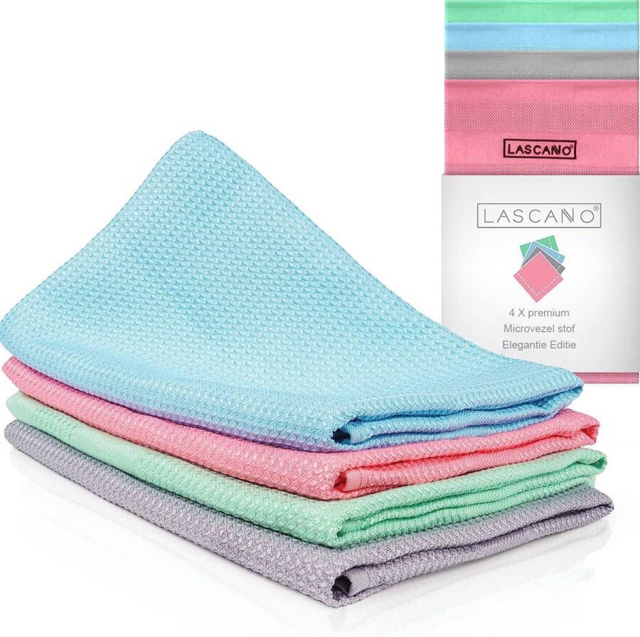 Microvezel Vaatdoeken Set van 4 Pluisvrij en Absorberend Keuken Doeken 60 x 40 cm