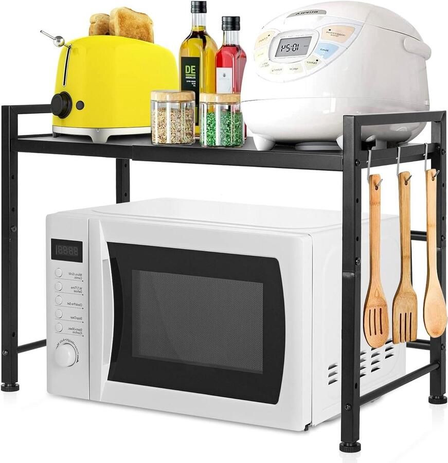 Microwave Rack 2 Stage Stable Carbon Steel Microwave Stand for Kitchen Countertops