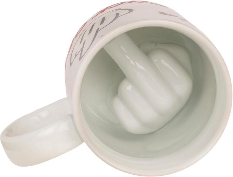 Middelvinger Mok Grappige Mok Koffie Drinken Verborgen Vuist 250 ml Wit