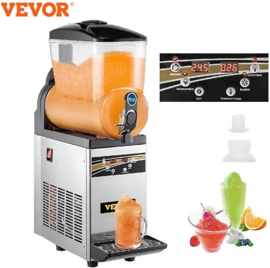 Mila Shop Slush ijsmachine 1 x 15 Liter Commerciële slush ijsmachine 500W 220 V Roestvrij stalen slush ijsmachine Slush machine Slush apparaat 52x21x80cm