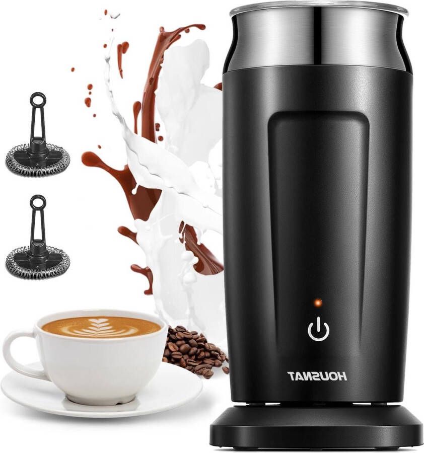 Milk Frother Cappuccinatore Silent Magnetic Rotor One-Touch Automatic Foamer with 4 Modes Heating Coffee Latte Cappuccino Hot Chocolate Black