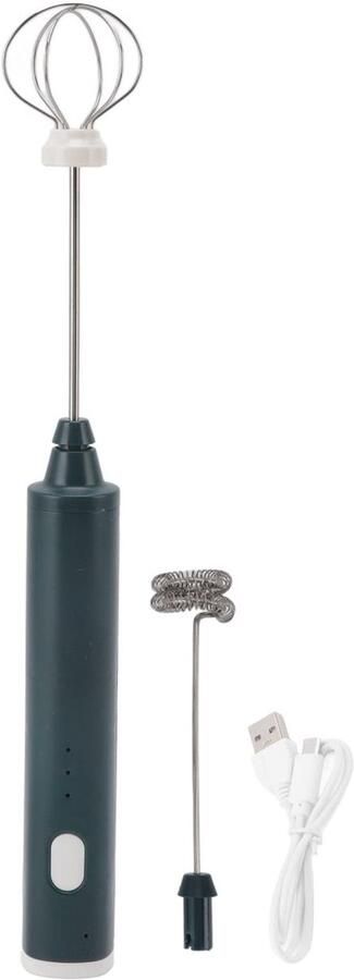 Milk Frother Handheld Mini Rechargeable Milk Frother Handheld with 2 Eggbeater Heads Coffee Electric Whisk Drink Foam Mixer for Latte Cappuccino Hot Chocolate Egg (Blackish Green)