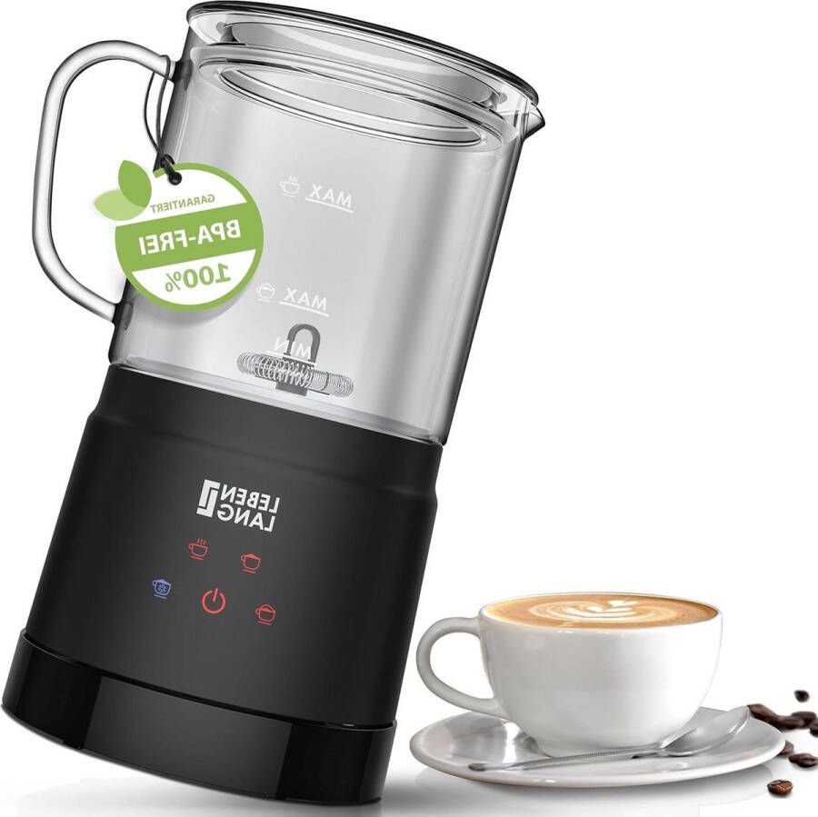 Milk Frother with Glass Container 100% BPA Free 4 Modes & Replacement Whisk Electric Cocoa Maker Machine Frothing Device Milk Heater