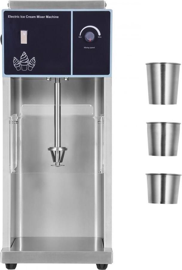 Milkshakemachine Ijsmixer 400 W 4200 tpm Traploos Instelbaar RVS 304 3 Mixbekers