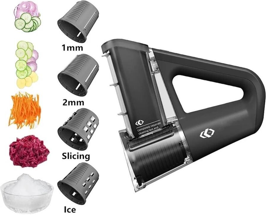 Milova Elektrische snijmachine Groentesnijder Keukensnijder Kaasrasp 4 opzetstukken 40W Koken Keukengerei