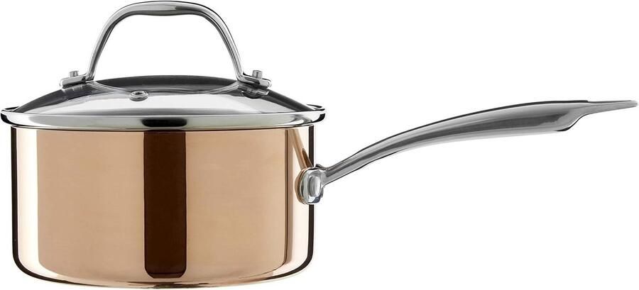 Minerale Kookpan 16 cm Aluminium Koper Look Geschikt voor Alle Warmtebronnen