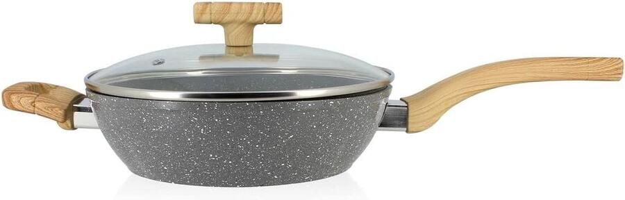 Minerale stoofpan Gietijzeren pan Heerlijke stoofgerechten Geschikt voor alle warmtebronnen 24 cm Grijs